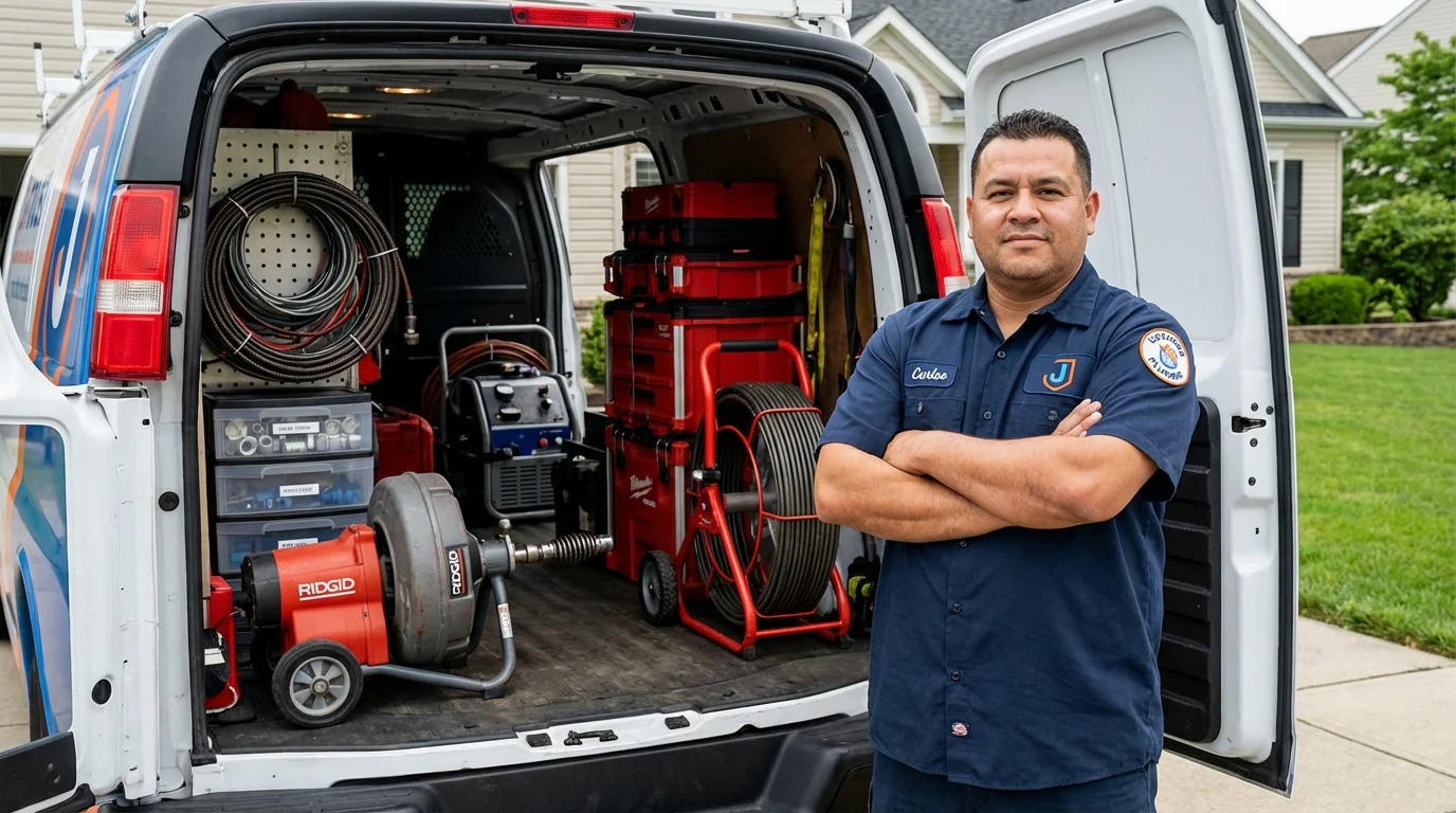 Professional drain cleaning equipment and Johns Plumbing LLC plumber in Minster