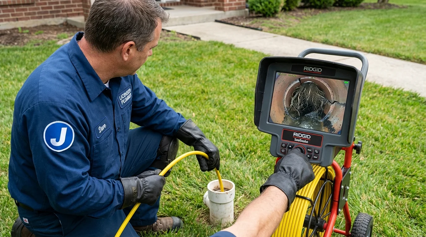 Sewer camera inspection being performed by Johns Plumbing LLC in Minster