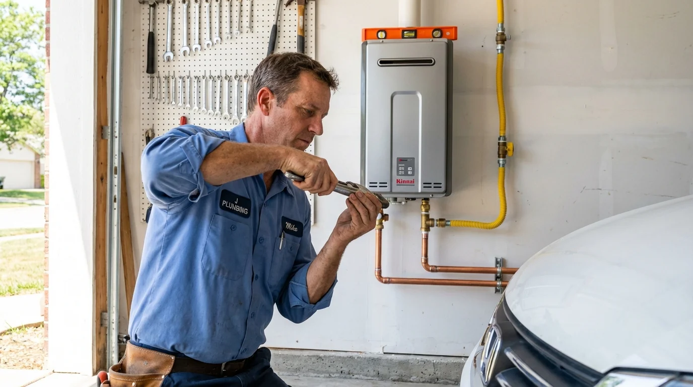Tankless water heater installation by a Johns Plumbing LLC plumber in Minster